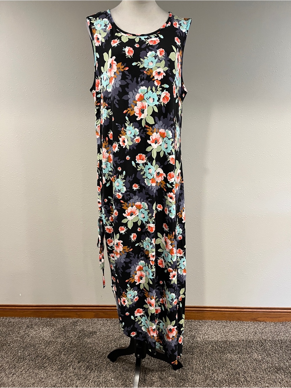Maternity Black Floral Sleeveless Maxi Dress size XL
